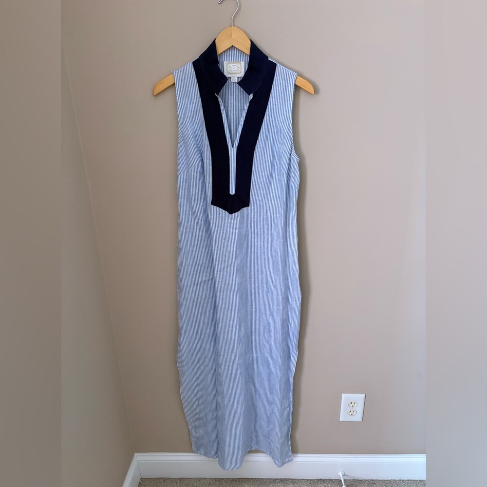 Sail to Sable Navy and White Maxi Dress Size M - Picture 2 of 4